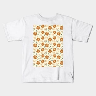 Abstract Floral Pattern in Earthy Tones Kids T-Shirt